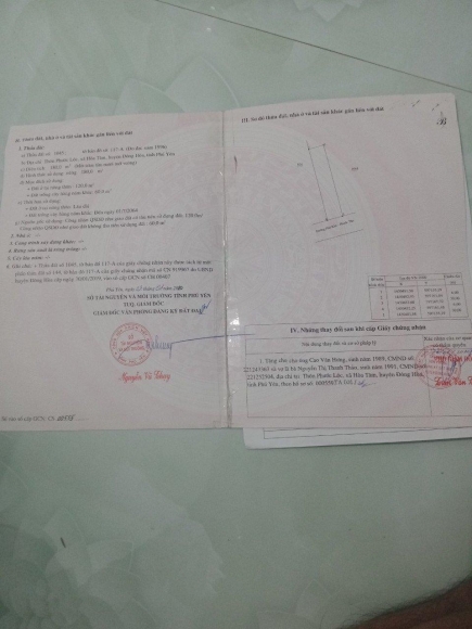 Cần bán lô đất tại địa chỉ xã Hòa Tâm Huyện Đồng Hòa Phú Yên